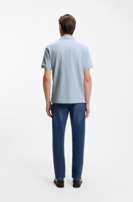 Pallas polo shirt in cotton piqu&eacute; with embroidered logo, Light Blue