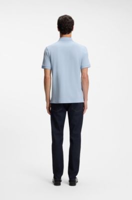 Pallas-polo van katoenpiqu&eacute; met logostiksel, Lichtblauw