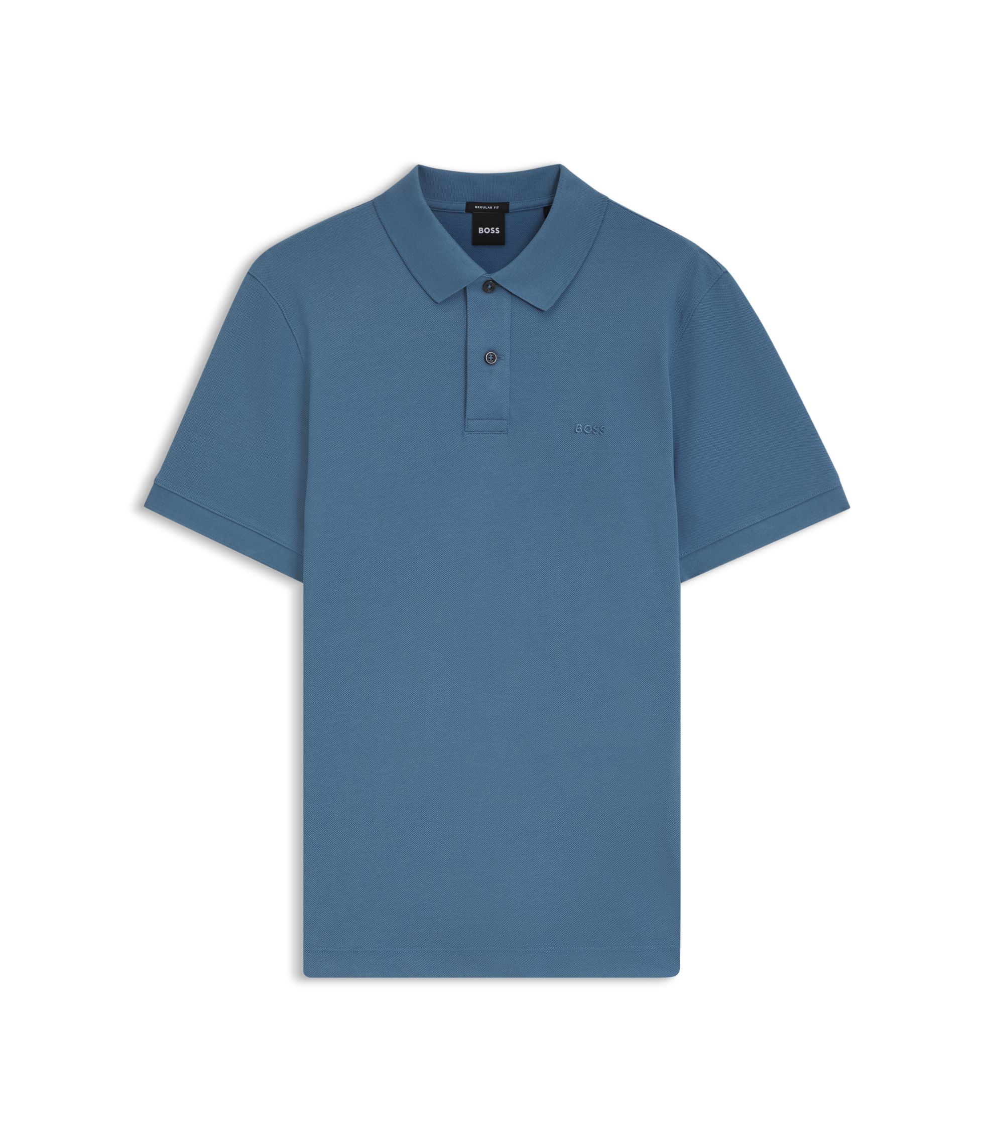 BOSS - Pallas polo shirt in cotton piqué with embroidered logo - Blue