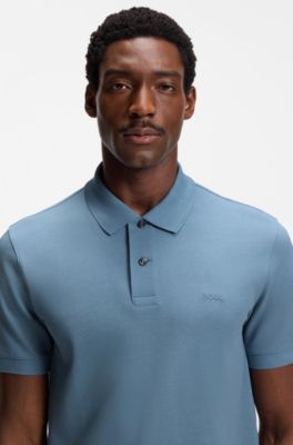 Pallas polo shirt in cotton piqu&eacute; with embroidered logo, Blue