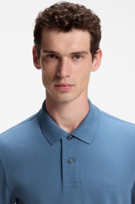 Pallas polo shirt in cotton piqu&eacute; with embroidered logo, Blue