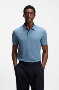 Pallas polo shirt in cotton piqu&eacute; with embroidered logo, Blue