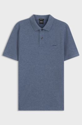 Pallas poloshirt i bomuldspiqu&eacute; med broderet logo, Bl&aring;