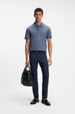 Pallas poloshirt i bomuldspiqu&eacute; med broderet logo, Bl&aring;