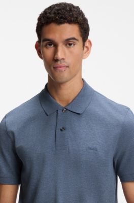 Pallas poloshirt i bomuldspiqu&eacute; med broderet logo, Bl&aring;