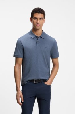 Pallas poloshirt i bomuldspiqu&eacute; med broderet logo, Bl&aring;