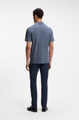 Pallas poloshirt i bomuldspiqu&eacute; med broderet logo, Bl&aring;