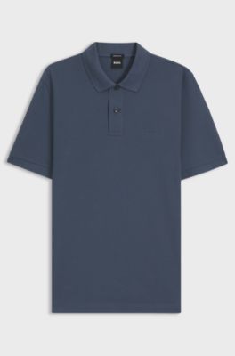 Pallas poloshirt i bomuldspiqu&eacute; med broderet logo, M&oslash;rkebl&aring;