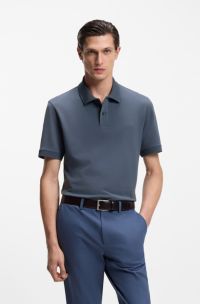 Polo Pallas en piqué de coton avec logo brodé, Bleu foncé