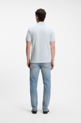Pallas polo shirt in cotton piqu&eacute; with embroidered logo, Light Blue