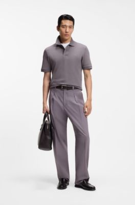 Pallas polo in piqu&eacute; di cotone con logo ricamato, Viola scuro