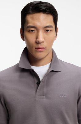 Pallas polo shirt in cotton piqu&eacute; with embroidered logo, Dark Purple