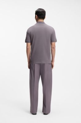 Pallas polo shirt in cotton piqu&eacute; with embroidered logo, Dark Purple