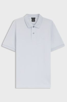 Pure cotton polo shirt with chest logo, Light Blue