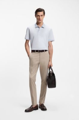Pure cotton polo shirt with chest logo, Light Blue