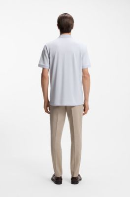 Polo Pallas in piqu&eacute; di cotone con logo ricamato, Celeste