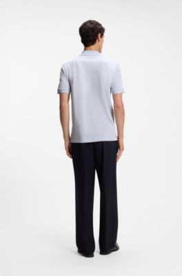 Pallas polo in piqu&eacute; di cotone con logo ricamato, Celeste