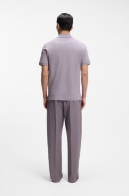 Pallas polo shirt in cotton piqu&eacute; with embroidered logo, Purple