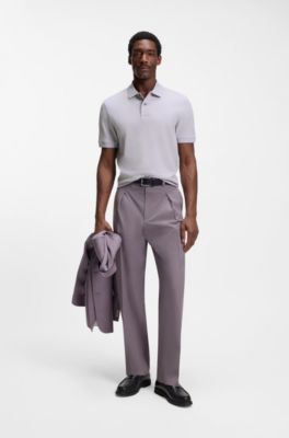 Pure cotton polo shirt with chest logo, Light Purple