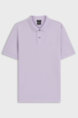 Polo Pallas in piqu&eacute; di cotone con logo ricamato, Luce viola