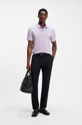 Pure cotton polo shirt with chest logo, Light Purple