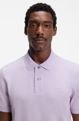 Pure cotton polo shirt with chest logo, Light Purple