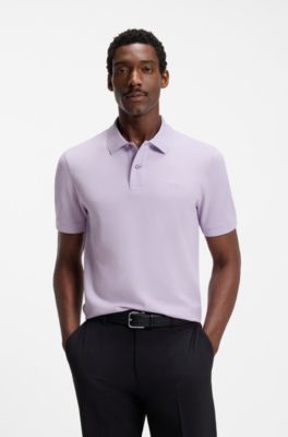 Pure cotton polo shirt with chest logo, Light Purple
