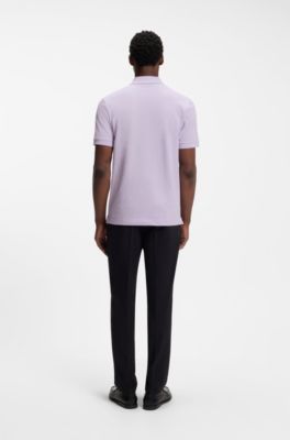 Pallas polo shirt in cotton piqu&eacute; with embroidered logo, Light Purple