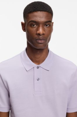 Pallas polo shirt in cotton piqu&eacute; with embroidered logo, Light Purple