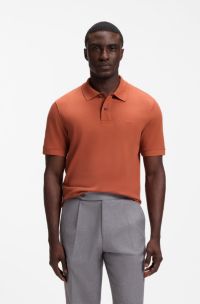 Pallas polo en piqu&eacute; de coton avec logo brod&eacute;, Marron