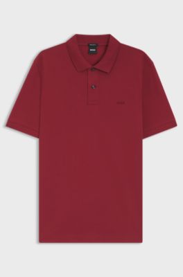 Polo Pallas in piqu&eacute; di cotone con logo ricamato, Rosso