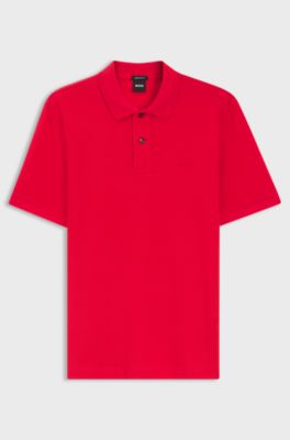 Polo Pallas in piqu&eacute; di cotone con logo ricamato, Rosso