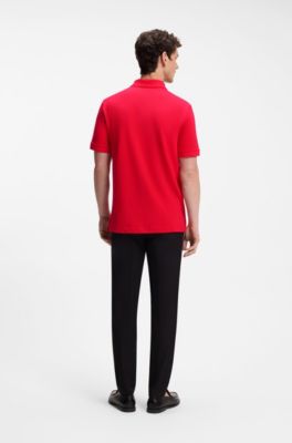 Pallas polo in piqu&eacute; di cotone con logo ricamato, Rosso