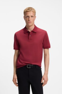 Polo Pallas in piqu&eacute; di cotone con logo ricamato, Rosso