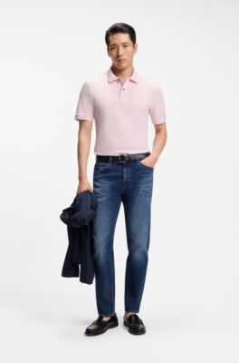 Pallas-polo van katoenpiqu&eacute; met logostiksel, Lichtroze