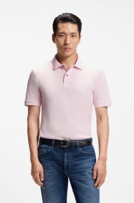 Polo Pallas in piqu&eacute; di cotone con logo ricamato, Rosa chiaro