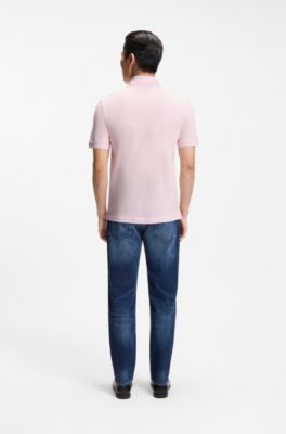 Pallas-polo van katoenpiqu&eacute; met logostiksel, Lichtroze