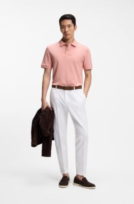 Pallas poloshirt i bomuldspiqu&eacute; med broderet logo, Lys pink