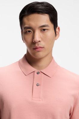 Pallas poloshirt i bomuldspiqu&eacute; med broderet logo, Lys pink