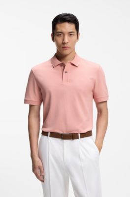Pallas poloshirt i bomuldspiqu&eacute; med broderet logo, Lys pink