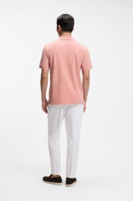 Pallas-polo van katoenpiqu&eacute; met logostiksel, Lichtroze