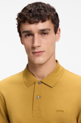 Pallas polo shirt in cotton piqu&eacute; with embroidered logo, Gold