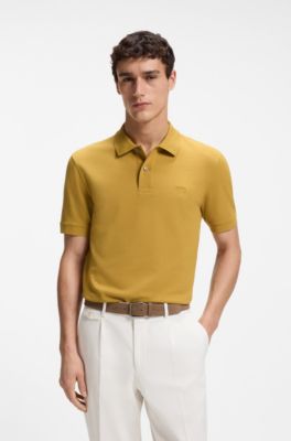 Pallas polo shirt in cotton piqu&eacute; with embroidered logo, Gold