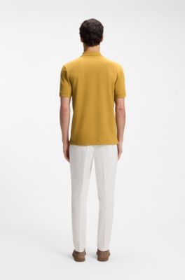 Pallas polo shirt in cotton piqu&eacute; with embroidered logo, Gold