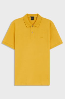Polo Pallas in piqu&eacute; di cotone con logo ricamato, Giallo