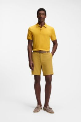 Polo Pallas in piqu&eacute; di cotone con logo ricamato, Giallo