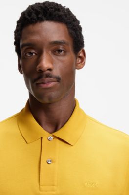 Pallas polo shirt in cotton piqu&eacute; with embroidered logo, Yellow