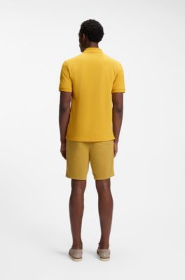 Pallas polo shirt in cotton piqu&eacute; with embroidered logo, Yellow