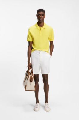 Pallas polo in piqu&eacute; di cotone con logo ricamato, Giallo