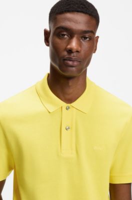 Pallas polo shirt in cotton piqu&eacute; with embroidered logo, Yellow